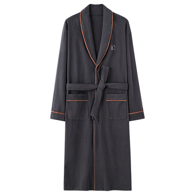 德绒睡袍男秋冬季长袖