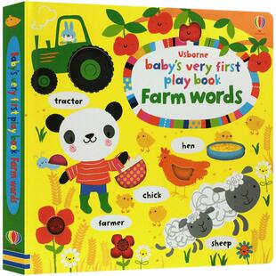 英文原版Baby's very first play book:Farm words 农场 Usborne尤斯伯恩幼儿英语单词词汇启蒙认知纸板翻翻书亲子共读绘本早教书
