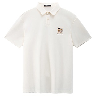 凯施迪男士短袖上衣夏季新品潮流休闲艺术图案翻领微宽松短袖T恤