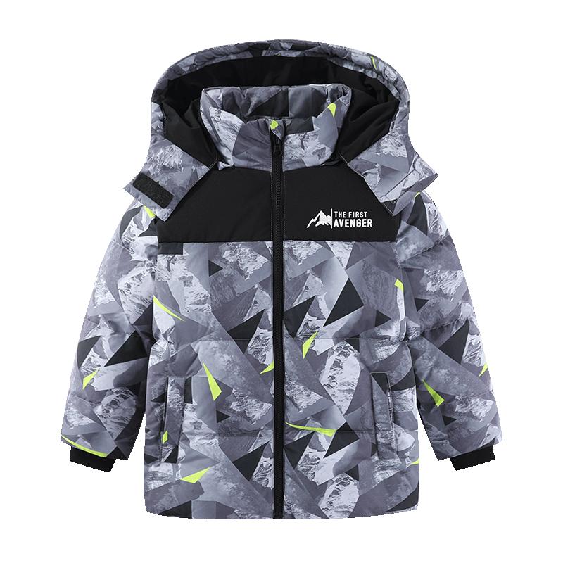雪中飞儿童羽绒服短款加厚连帽
