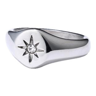 欧美轻奢风个性ins简约潮流太阳花镶钻钛钢时尚指环饰品钛钢戒指