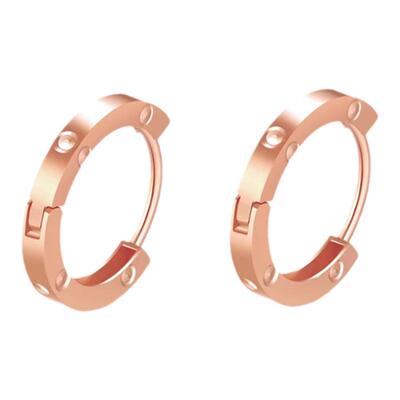 18K金玫瑰金素款耳扣耳环