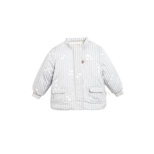 whitewheat儿童25冬季新款夹克宝宝男童印花外套女宝口袋保暖棉服