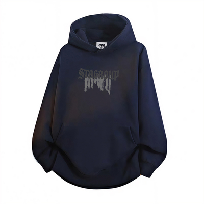 STA旗舰店美式潮牌字母印花连帽卫衣男女秋冬季纯棉黑色加绒外套