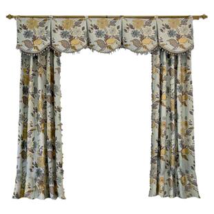 法式棉麻提花进口遮光窗帘绿色复古风卧室客厅宽幅加厚美式中古风