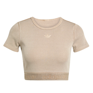 运动修身露脐短袖T恤女装夏季adidas阿迪达斯官方outlets三叶草