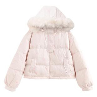 森女部落甜美90%绒子白鸭绒三防羽绒服女冬25新款小个子可爱外套