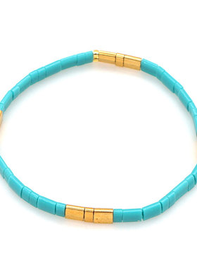 Ins欧美个性tila御幸琉璃米珠黑白蓝色叠戴手串时尚潮流小手链女