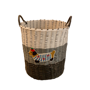 大容量可爱小狗藤编脏衣篓家用脏衣服收纳筐高颜值ins风浴室学生