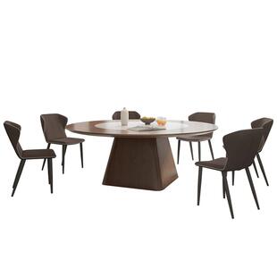 1.8米大圆餐桌12人家用实木胡桃色带嵌入转盘圆桌中式大型圆餐桌