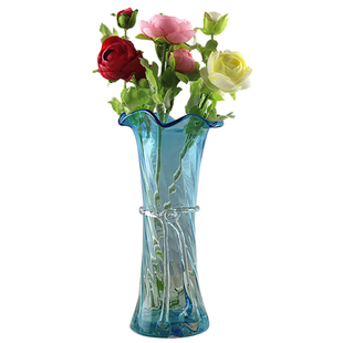 彩色玻璃花瓶富贵竹百合水培花器欧式清新家居饰品包邮简约餐桌