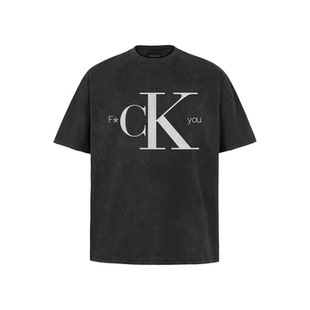 ANTIDOTE 恶搞标语印花洗水重磅T恤做旧短袖男美式复古短宽上衣