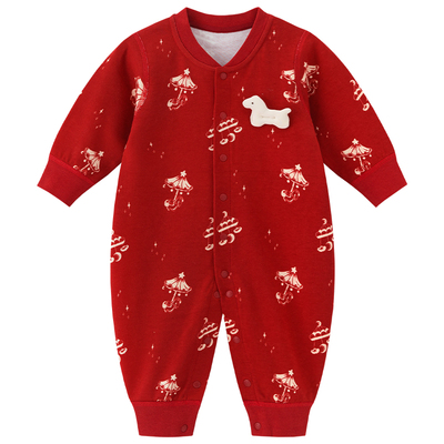 宝宝红色喜庆连体衣秋冬