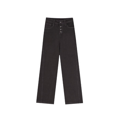 美式复古纽扣微喇牛仔裤女