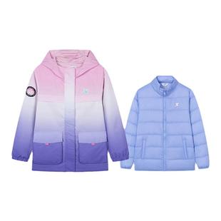 特步儿童羽绒服女大童户外冲锋衣冬季新款三合一可拆卸保暖两件套