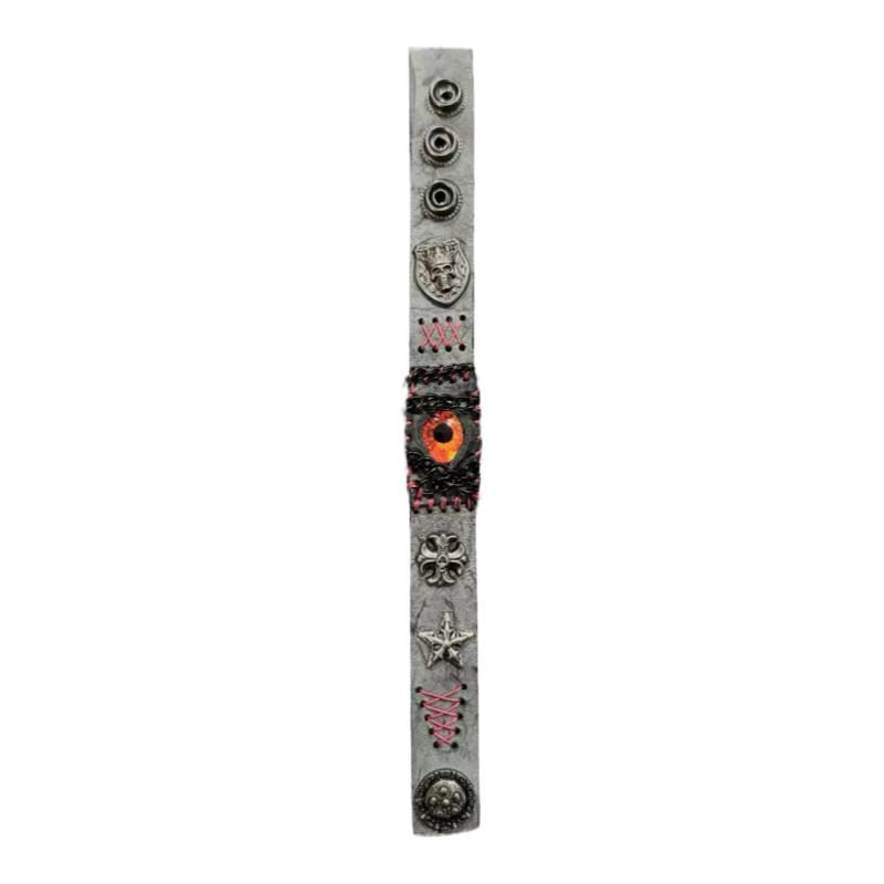 辣妹黑红酷潮亚比配饰小众手作朋克亚文化牛皮手环甜辣风个性手链
