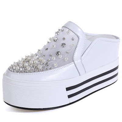 松糕内增高珍珠休闲风包头凉拖