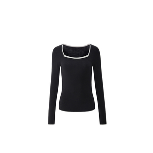 ochirly欧时力桑蚕丝羊毛套头毛衣女方领针织气质2025春新款