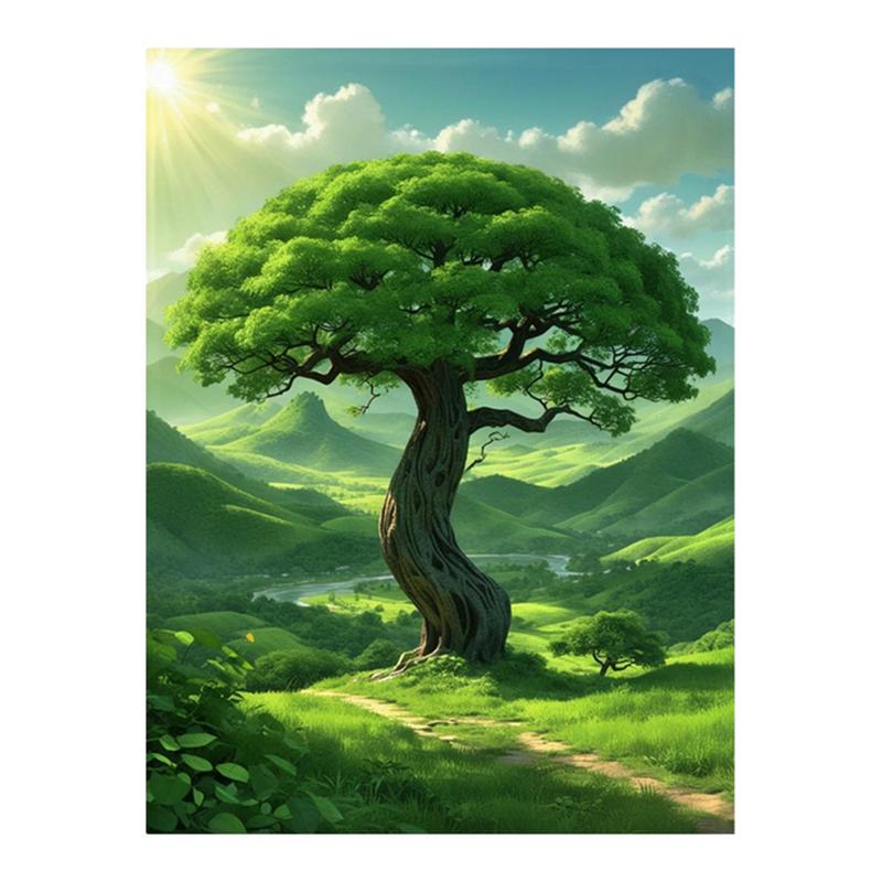 阳光唯美发财树墙贴客厅玄关贴画