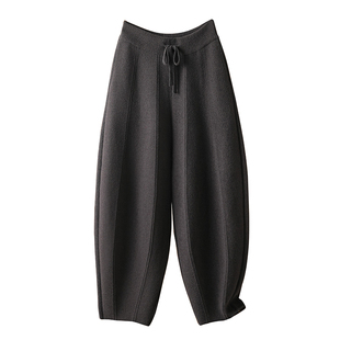 高端双面绒香蕉裤女秋冬宽松大码镰刀哈伦裤冬季加厚休闲弯刀裤子