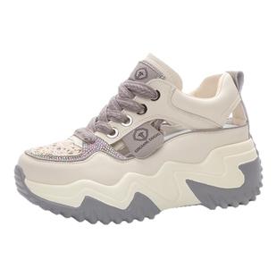 轻便厚底运动凉鞋女款2026新款夏天内增高运动鞋镂空透气旅游鞋子