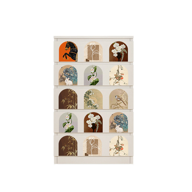 颐莎蒂实木中古奶油风五斗柜