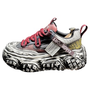 复古擦色老爹鞋男款2025冬季新款厚底增高编织男鞋百搭户外休闲鞋