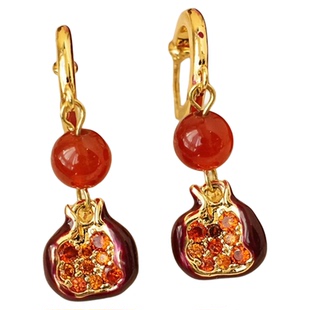 「红石榴」原创绝美秋冬红色耳钉蚊香盘耳夹无耳洞耳夹耳环耳饰女