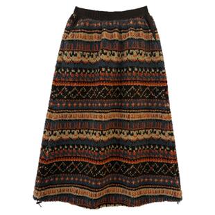 MJ STYLE费尔岛摇粒绒半身裙女冬季新款裙子下摆抽绳两穿灯笼裙