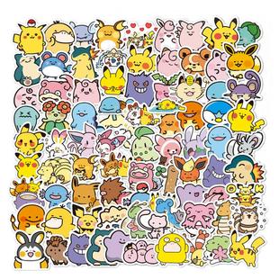 100张幼体宠物小精灵贴纸宝可梦神奇宝贝行李箱电脑滑板车贴防水