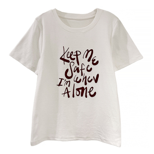 misslady自留款磨毛复古字母T恤宽松显瘦百搭新款上衣打底衫叠穿