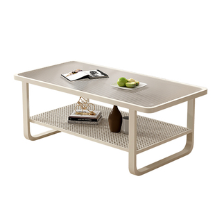 新款奶油风钢化玻璃沙发茶几小户型出租屋客厅家用现代简约长茶桌