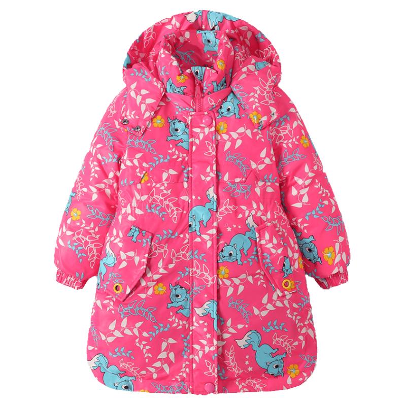 象老大儿童羽绒服女小童中长款活里活面宝宝冬季外套加厚童装洋气