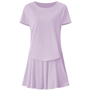 大码马拉松跑步套装女胖mm普拉提训练运动瑜伽服短袖网球健身舞蹈