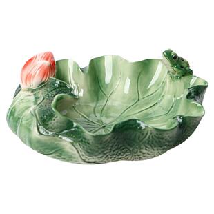 中式客厅创意大号金鱼荷花陶瓷烟灰缸防风玄关放钥匙收纳摆件家用