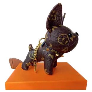 LV&GEDETE官方旗舰店老花小狗包包挂件汽车钥匙扣挂饰公仔 法斗犬