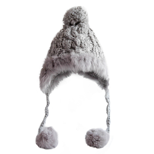 兔毛皮草帽子儿童护耳帽女童保暖帽秋冬宝宝套头毛线帽亲子滑雪帽