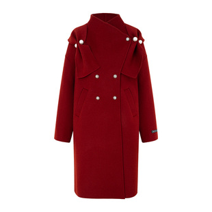 【年货狂欢季】4MILE BY KSMILE 复古红新年战袍双面尼羊毛大衣