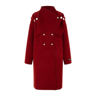 【年货狂欢季】4MILE BY KSMILE 复古红新年战袍双面尼羊毛大衣