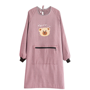 围裙家用厨房纯棉布料长袖女2026新款工作服夏季薄款带袖子的罩衣