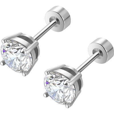 医用钛钢超闪钻石耳钉女