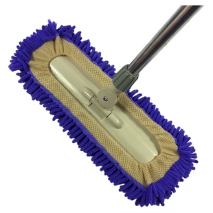 平板拖把直杆雪尼尔 镀锌加厚钢管360旋转吸水拖把结实耐用43厘米