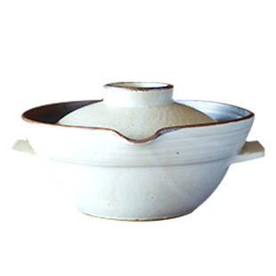 日本独步炎白釉手付土锅 炖肉煲汤糖水米饭锅防溢煲仔饭手工砂锅