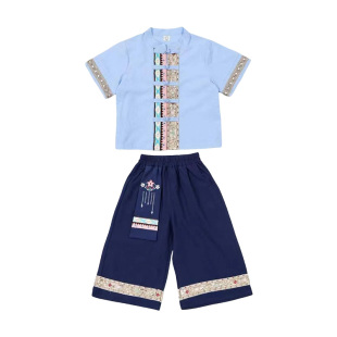 男童民族服装苗族傣族夏季短袖套装儿童民族风幼儿园六一演出服装