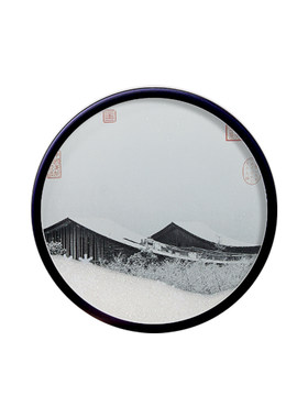 美院文创杭州西湖雪景流沙杯垫硅胶隔热垫摆件茶杯垫纪念品礼物