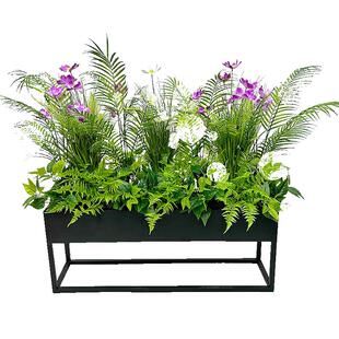 喜语仿真芦苇波斯菊铁艺花箱餐厅咖啡厅隔断绿植服装店橱窗装饰花