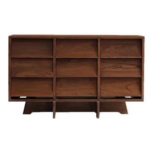 Ni尼家实木边柜小户型九斗柜中古风玄关柜浅胡桃木色客厅储物柜子