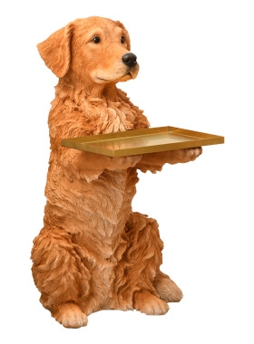 客厅落地摆件托盘拉布拉多狗树脂