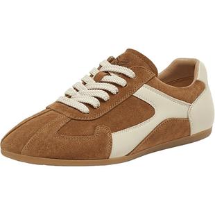 百思图2025春季新款时髦复古运动德训鞋平跟圆头女单鞋ULY03AM5