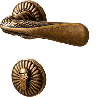 烁盾复古卧室门锁法式黄古铜室内门把手静音磁吸房门锁中古木门锁